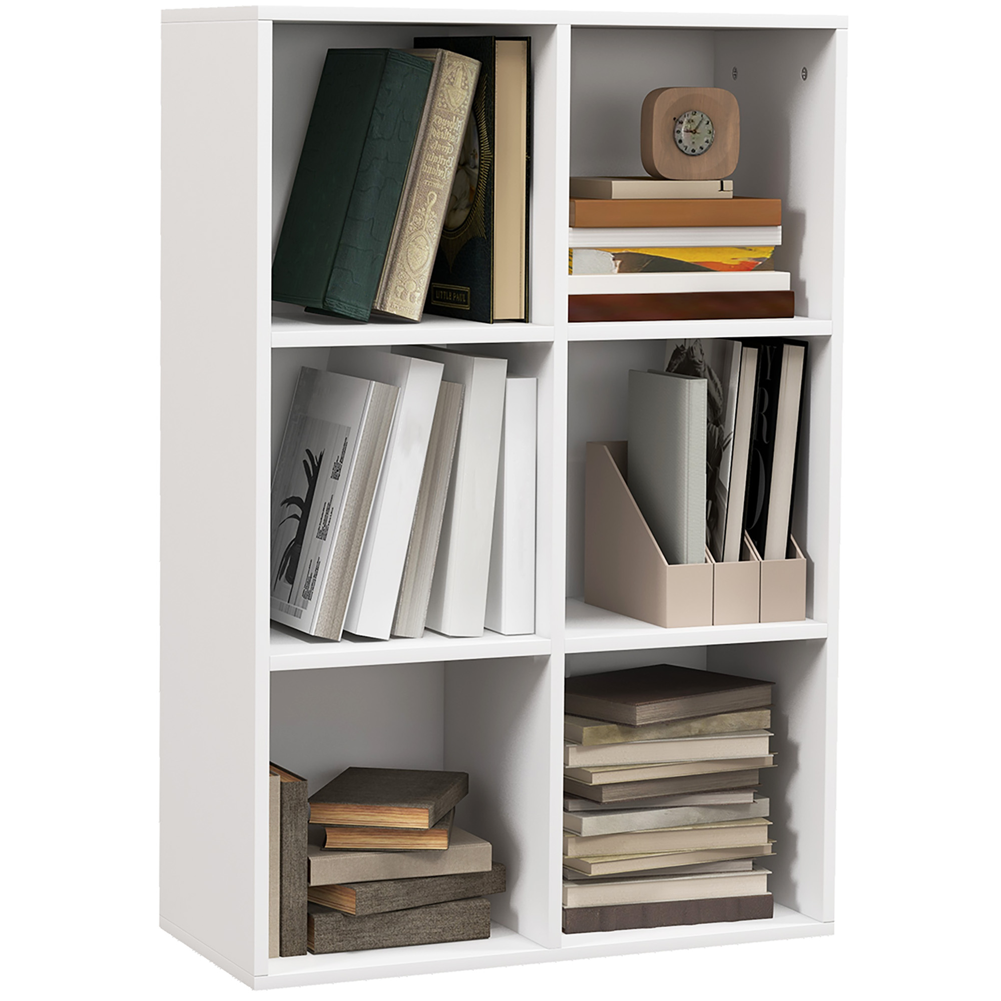 kYwb83197b1664e80.jpg Mobile Libreria Moderno a 6 Cubi in Legno, 65.5x30x97.5 cm, Bianco - immagine 1