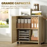 Mobile Ufficio Portadocumenti Multiuso con Serratura, 2 Ante e Mensola Interna, 80x40x80 cm, Rovere - immagine 4
