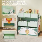 Scaffale Portagiochi Bambini Mobile Porta Giocattoli 3 Livelli, Verde - immagine 5