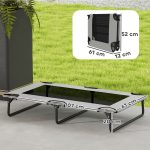 Letto per Cani Grandi Pieghevole con Tessuto a Rete da Interno ed Esterno, 107x61x20 cm, Grigio Chiaro - immagine 3