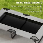 Letto per Cani Grandi Pieghevole con Tessuto a Rete da Interno ed Esterno, 107x61x20 cm, Grigio Chiaro - immagine 7