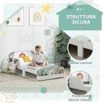 Letto per Bambini 3-8 Anni Basso in Legno con Spazio Contenitore e Sponde Laterali, 150x77x60 cm, Verde - immagine 4