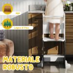 Scala Montessori 4 in 1 per Bambini con 2 Lavagne e Set Tavolo e Sedia, in Legno, 58x46x92 cm, Bianco - immagine 6