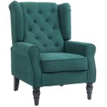 Poltrona per Salotto in Stile Francese con Seduta Imbottita e Cuscini, in Poliestere, 74x86x102 cm, Verde Scuro