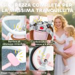 Triciclo per Bambini 5 in 1 con Maniglione di Spinta e Copertura Rimovibile, 96.5x49x101 cm, Rosa - immagine 5