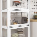 Vetrina per Collezione a 4 Ripiani con Ante a Battente, in Legno e Acrilico, 59x30x139 cm, Bianco - immagine 8