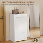 Scarpiera da Ingresso Moderna con 5 Ripiani Regolabili, 55x36x108 cm, Bianco - immagine 6