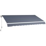 Tenda da Sole per Esterno a Bracci Avvolgibile con Apertura a Manovella, 360x250 cm, Grigio