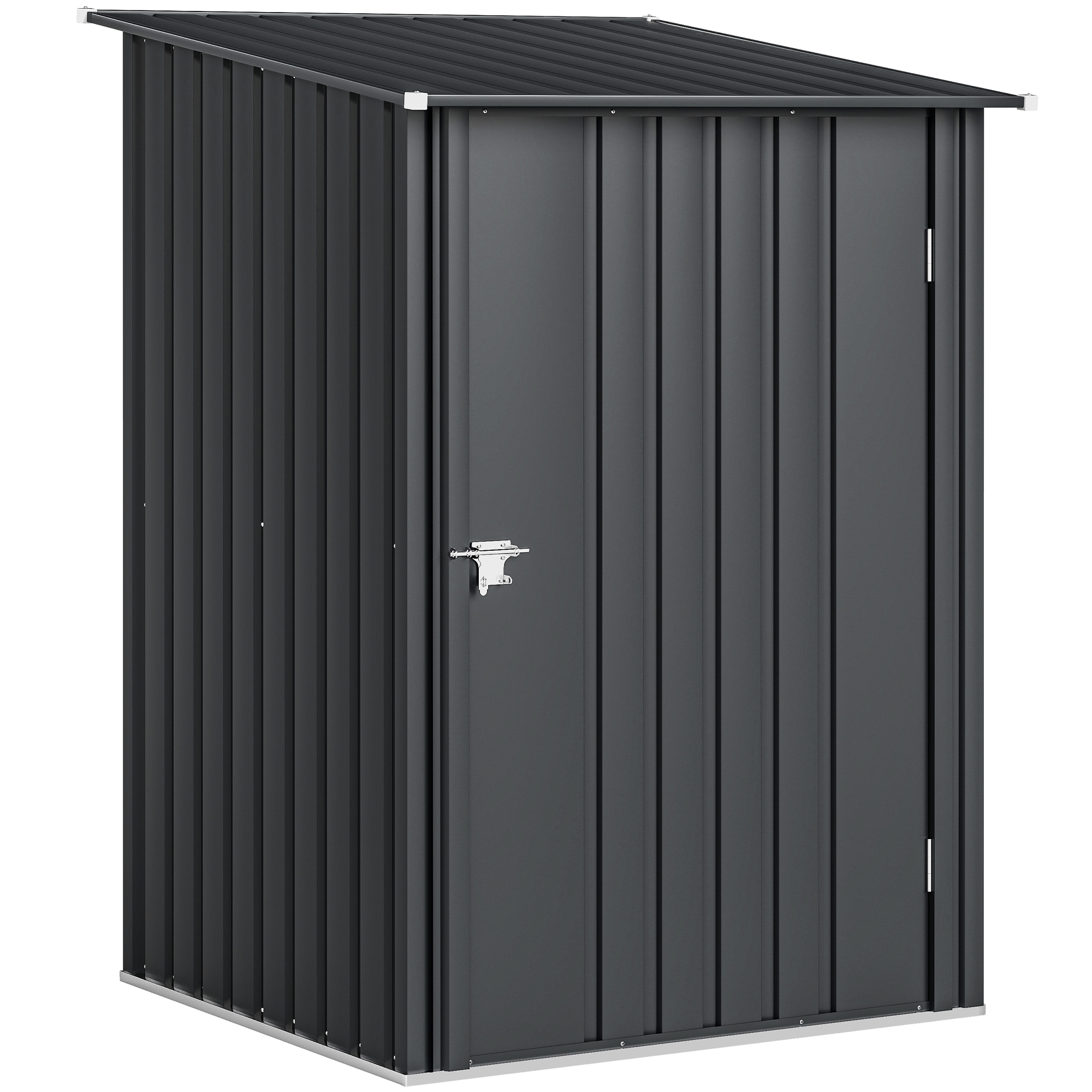 3ZQed519cf507b587.jpg Casetta da Giardino Porta Attrezzi in Acciaio Galvanizzato con Porta, 100x104x160 cm, Grigio Scuro - immagine 1