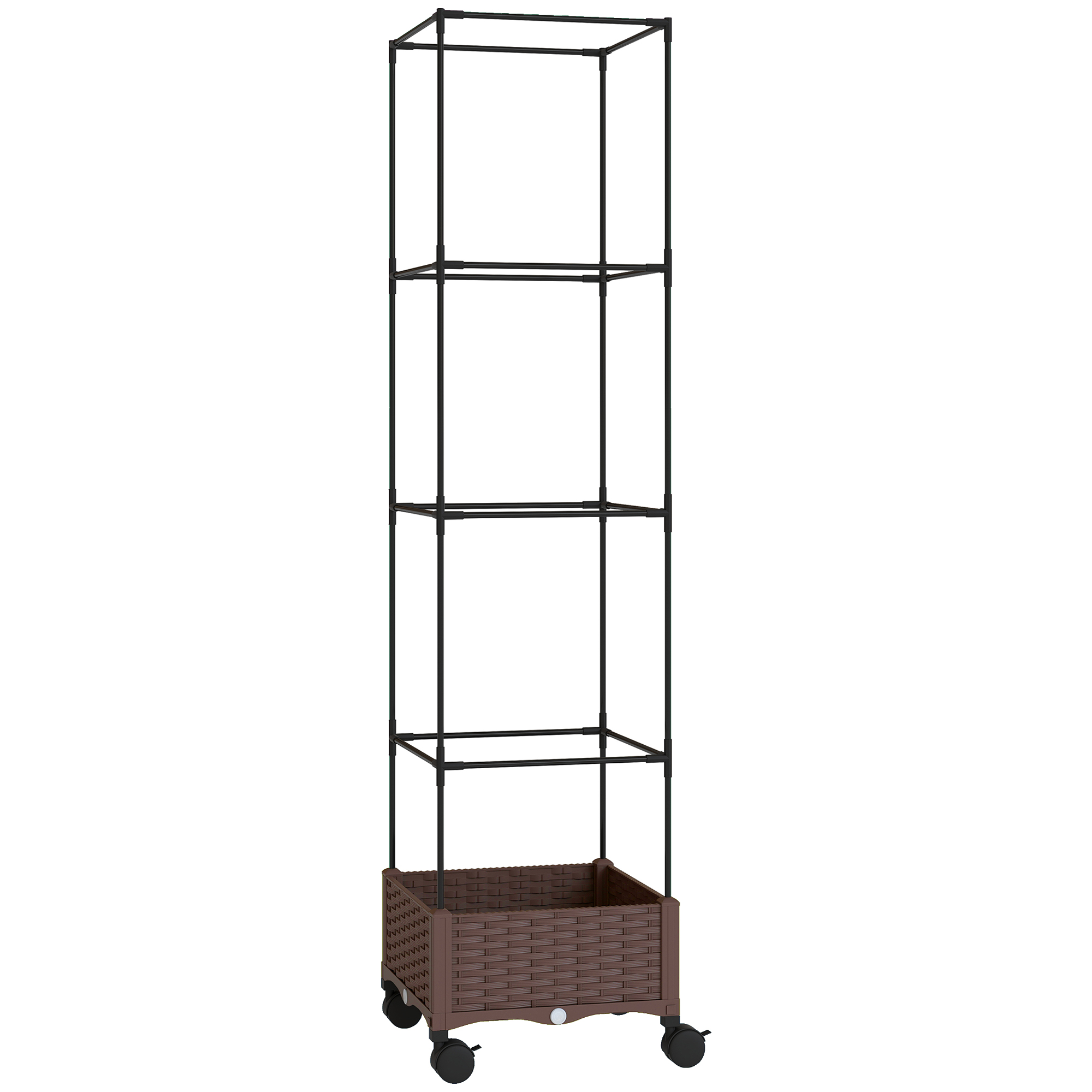 5dsd0419c7a3502f4.jpg Fioriera Rialzata con Traliccio 20L, Ruote Bloccabili e Sistema di Autoirrigazione, Marrone - immagine 1
