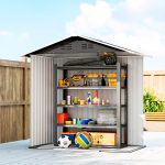 Casetta da Giardino Capanno Porta Attrezzi Acciaio 194x107x191 cm, Grigio - immagine 9