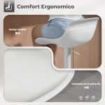 Set 2 Sgabelli da Bar con Schienale, Altezza Regolabile, Seduta Girevole in Pelle PU e Poggiapiedi, Bianco - immagine 6