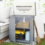 Armadietto da Esterno, Capanno Porta Attrezzi con Mensola, in Legno con 2 Ante per Giardino, Patio, Grigio - immagine 6