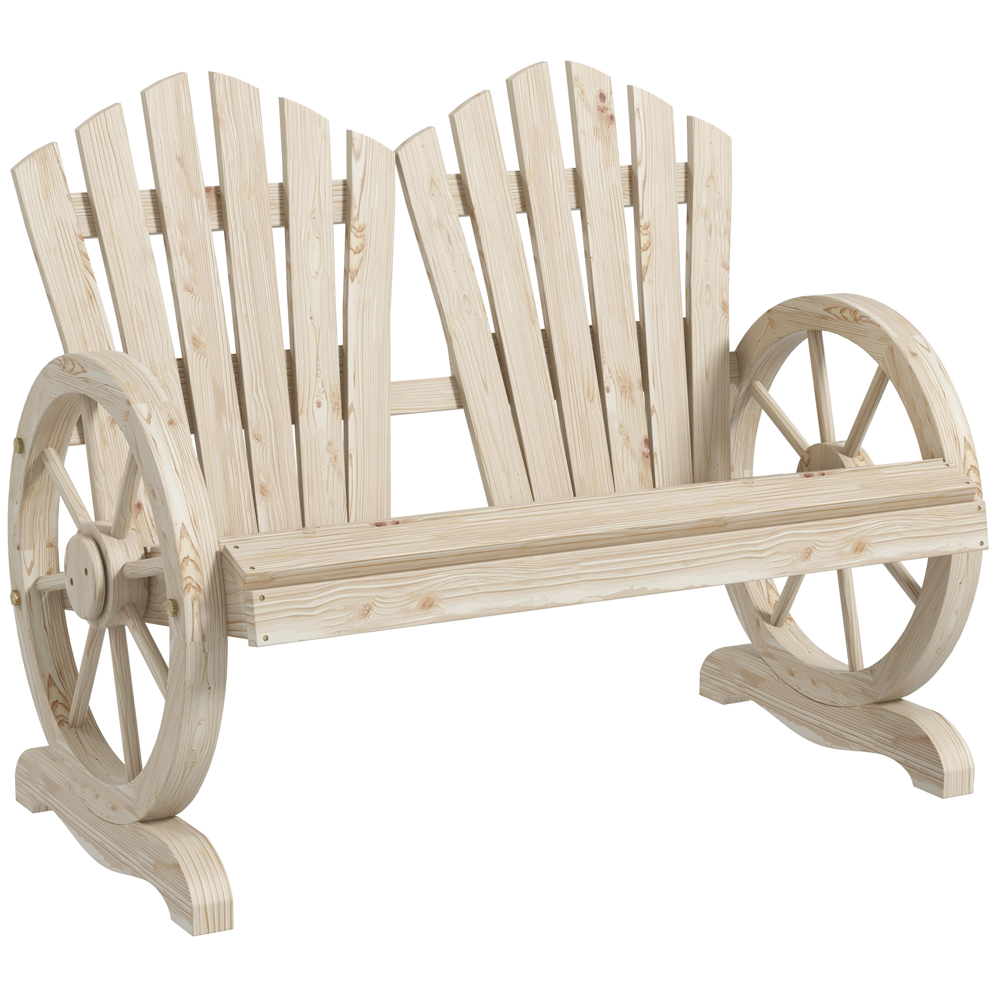 7bI06519cb2b93a2c.jpg Panchina da Giardino in Legno Stile Country con Braccioli a Ruota, 108x66x95cm, Legno Naturale - immagine 1