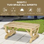Panchina da Giardino 2 Posti a Doghe con Gambe a Ruota di Carro, in Legno, 98x50x39.5 cm, color Legno - immagine 6