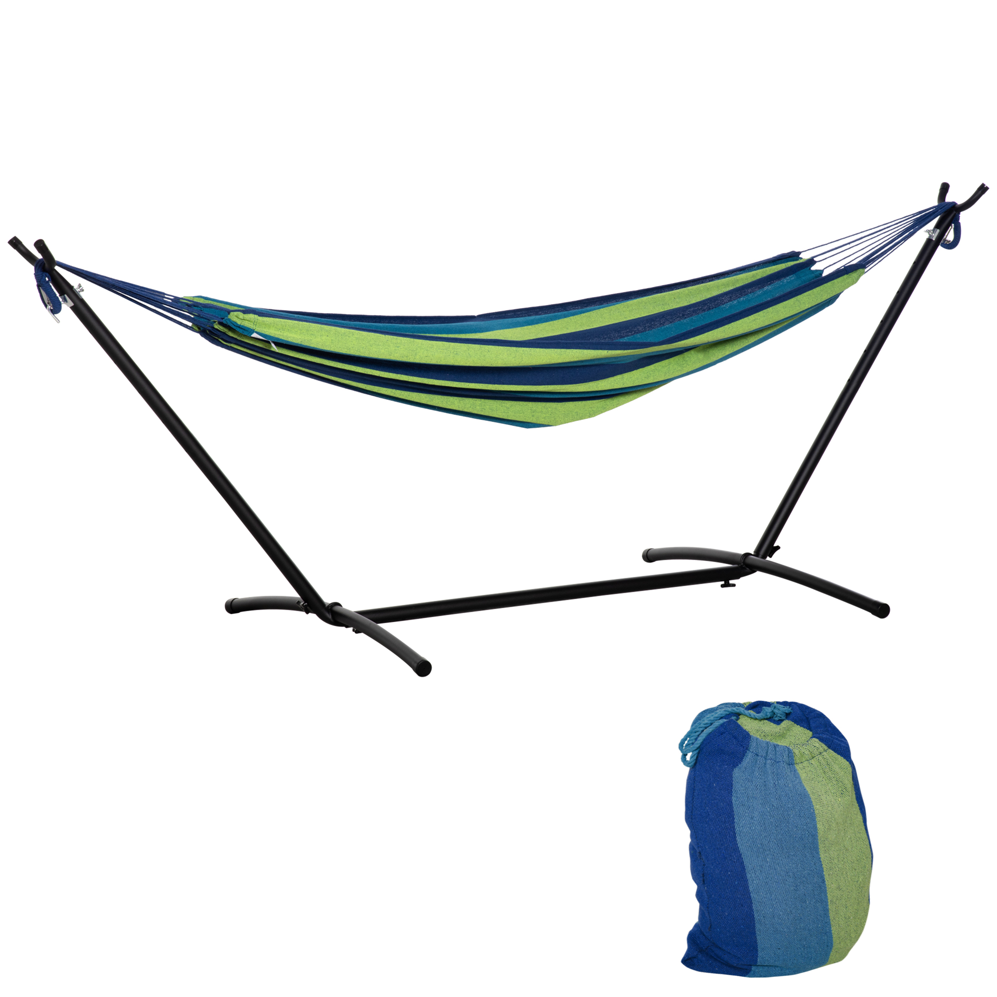 9RW2a019c5b16887c.jpg Amaca Autoportante con Supporto, Altezza Regolabile e Borsa di Trasporto, 298x117x105 cm, Verde - immagine 1