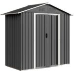 Casetta da Giardino Capanno Porta Attrezzi Acciaio 194x107x191 cm, Grigio