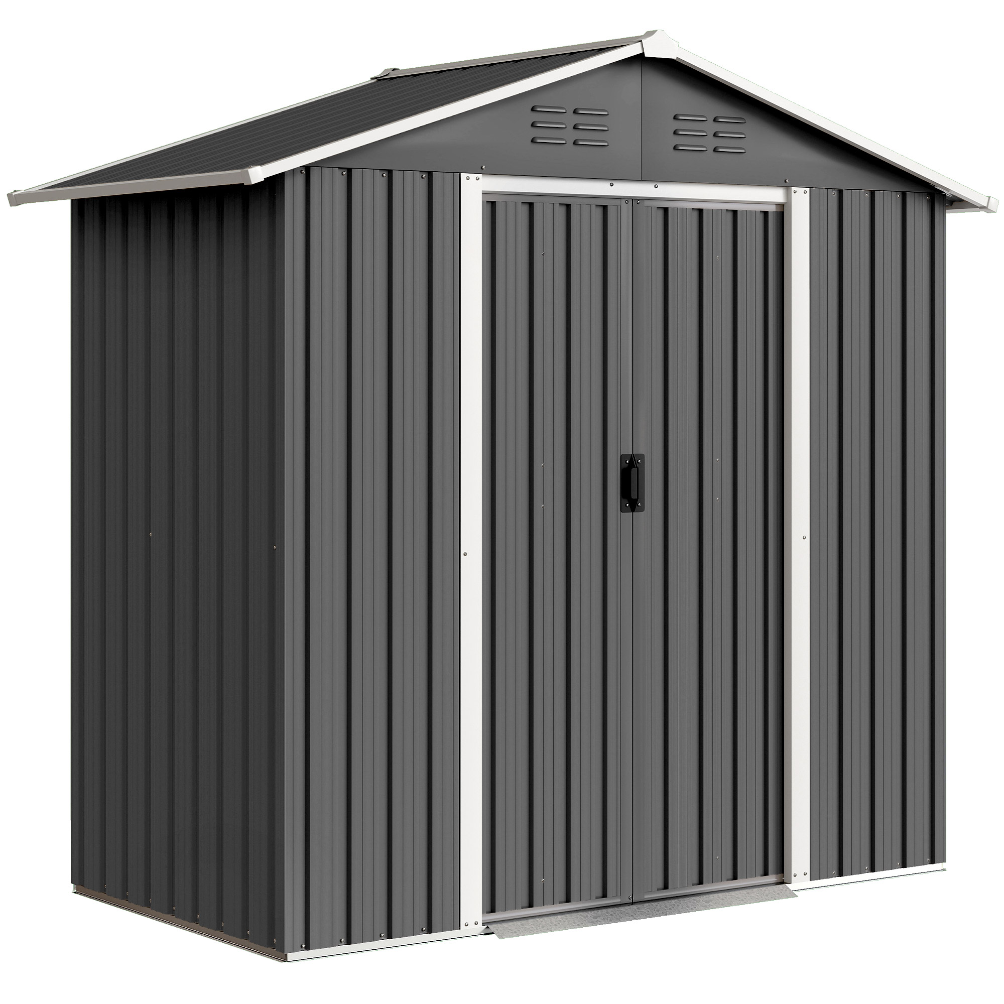 9X41af19cdcc8d9bf.jpg Casetta da Giardino Capanno Porta Attrezzi Acciaio 194x107x191 cm, Grigio - immagine 1