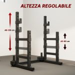 Porta Bilanciere Regolabile a 2 Livelli con Porta Dischi, in Acciaio, 110x91x145 cm, Nero - immagine 5