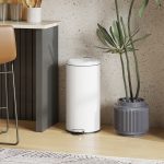 Pattumiera a Pedale da 30L con Coperchio a Chiusura Morbida, in Metallo e PP, 36x30x63.5 cm, Bianco Crema - immagine 2