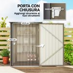Casetta da Giardino Porta Attrezzi in Acciaio Galvanizzato con Porta, 100x104x160 cm, Marrone e Grigio Scuro - immagine 5