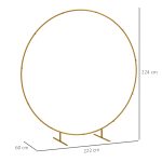 Arco da Giardino in Acciaio, Archetto Nuziale Rotondo per Palloncini e Piante Rampicanti per Cerimonie, Compleanni ed Eventi, 222x60x224 cm, Oro - immagine 3