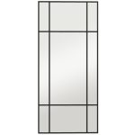 Specchio da Parete Stile Finestra con Montaggio Verticale e Orizzontale, 110x50cm, Nero