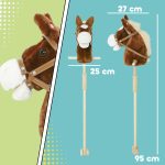 Cavallo con Bastone e Suoni Realistici per Bambini 24+ Mesi, in Poliestere e Legno, 95x25x27 cm, Marrone - immagine 3