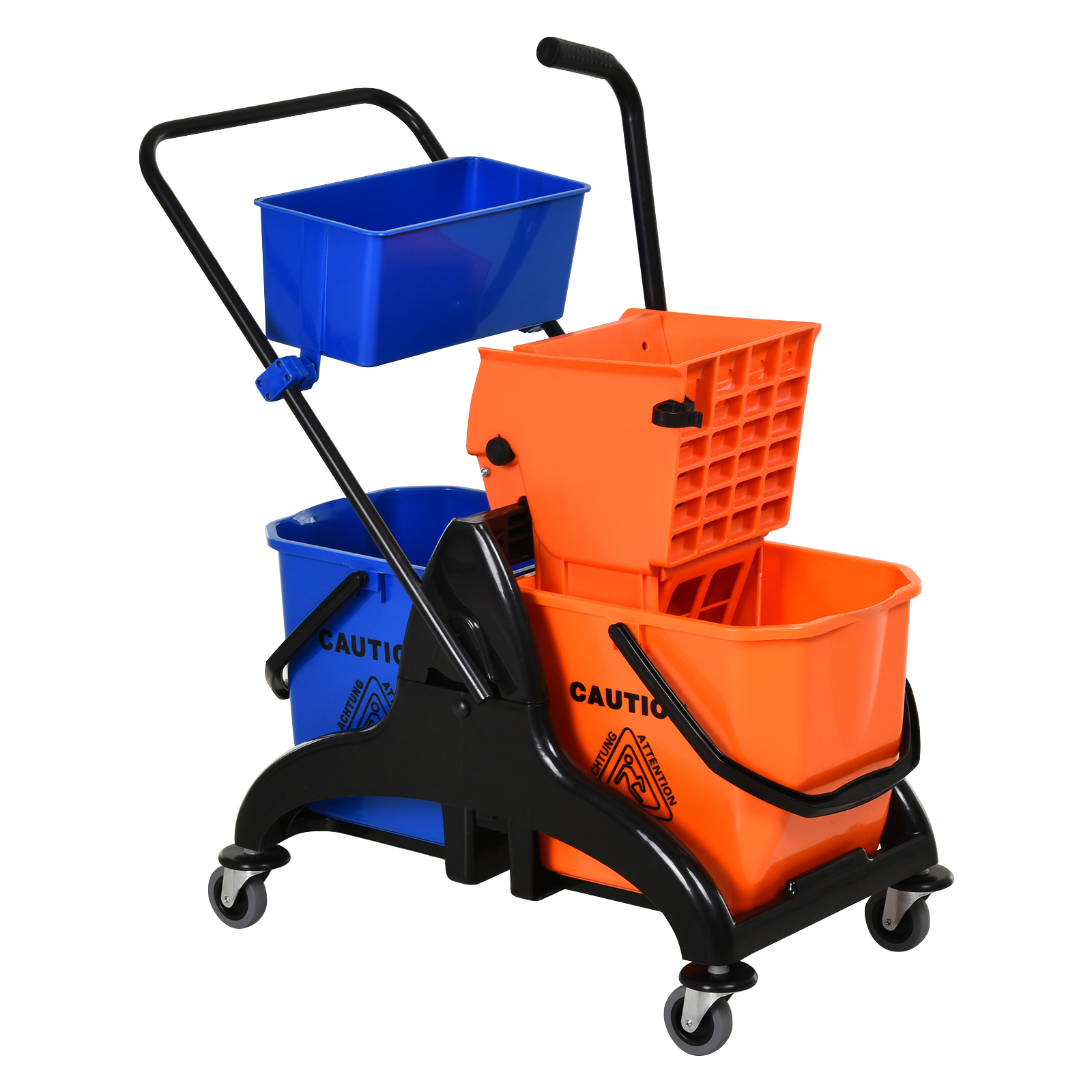 CSM61a19c426b94bc.jpg Carrello Pulizie Professionale da 26L con 2 Secchi Lavapavimenti, in Plastica e Metallo, 78x45x95 cm, Arancio Blu - immagine 1