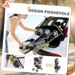 Passeggino per Cani Pieghevole con Catarifrangenti, Ruote Girevoli, Freni e Cuscino Lavabile, Grigio - immagine 5