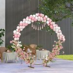 Arco da Giardino in Acciaio, Archetto Nuziale Rotondo per Palloncini e Piante Rampicanti per Cerimonie, Compleanni ed Eventi, 222x60x224 cm, Oro - immagine 7