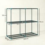 Portapiante a 3 Livelli Aperti in Acciaio e Plastica, 143x48x100 cm, Verde Scuro - immagine 3