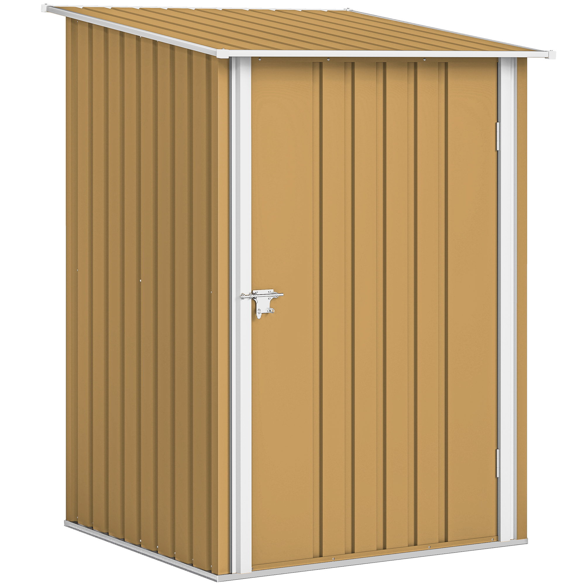 GG462219cfa9b293f.jpg Casetta da Giardino Porta Attrezzi in Acciaio Galvanizzato con Porta a Battente, 100x104x160 cm, Giallo - immagine 1