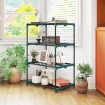 Portapiante a 4 Livelli Aperti in Acciaio e Plastica, 67x49x105 cm, Verde Scuro - immagine 9