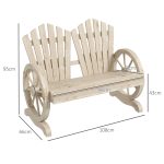 Panchina da Giardino in Legno Stile Country con Braccioli a Ruota, 108x66x95cm, Legno Naturale - immagine 3