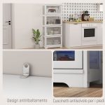 Vetrina per Collezione a 4 Ripiani con Ante a Battente, in Legno e Acrilico, 59x30x139 cm, Bianco - immagine 5