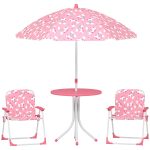 Tavolo da Picnic per Bambini Set Tavolo e Sedie con Ombrellone Rosa