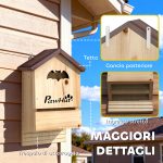 Set di 3 Casette per Pipistrelli in Legno di Abete, 21.5x11.5x34 cm, Legno Naturale - immagine 7