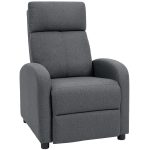 Poltrona Relax Imbottita e Reclinabile a 135° e Poggiapiedi in Tessuto, 69x87x100.5 cm, Grigio
