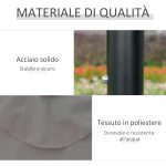 Ombrellone da Giardino Inclinabile Ø265 cm con 32 Luci LED Solari e Manovella, Grigio - immagine 6