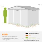 Casetta da Giardino in Lamiera di Acciaio con Porte Scorrevoli, 236x174x190cm, Marrone - immagine 3