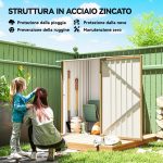 Casetta da Giardino Porta Attrezzi in Acciaio Galvanizzato con Porta a Battente, 100x104x160 cm, Giallo - immagine 4