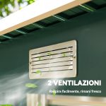 Casetta da Giardino in Acciaio 272 x 134 cm con Porte Scorrevoli Doppie e 2 Prese d'Aria, Verde - immagine 8