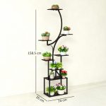 Portapiante a 8 Livelli con Design a S per Interni ed Esterni, in Metallo, 74x26x158.5 cm, Nero - immagine 3
