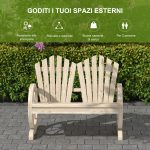 Panchina da Giardino in Legno Stile Country con Braccioli a Ruota, 108x66x95cm, Legno Naturale - immagine 6
