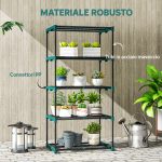 Portapiante a 5 Livelli Aperti in Acciaio e Plastica, 67x49x138 cm, Verde Scuro - immagine 6