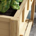 Fioriera Rialzata in Legno con Ripiano Inferiore, Divisorio, Fori di Drenaggio, 115x46x75 cm, Color Legno - immagine 8
