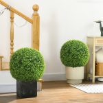 Set di 2 Piante Finte di Bosso in PE da Ø40 cm per Interno ed Esterno, Verde - immagine 2