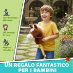 Cavallo con Bastone e Suoni Realistici per Bambini 24+ Mesi, in Poliestere e Legno, 95x25x27 cm, Marrone - immagine 7