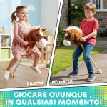 Cavallo con Bastone e Suoni Realistici per Bambini 24+ Mesi, in Poliestere e Legno, 95x25x27 cm, Marrone - immagine 6
